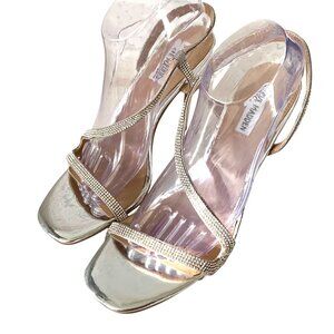 Steve Madden Noelle Glass Rhinestone Embellished Strappy Stiletto Heels Size 11